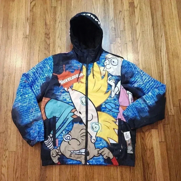Member Only X Nickelodeon Hey Arnold Jacket Coat Size Large NEW Quilted Parka - Picture 1 of 9